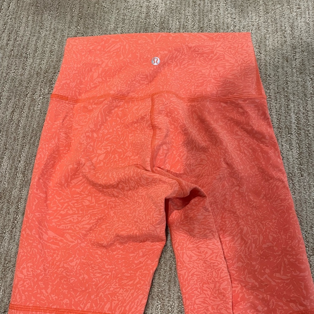 Lululemon Orange Patterned biker shorts